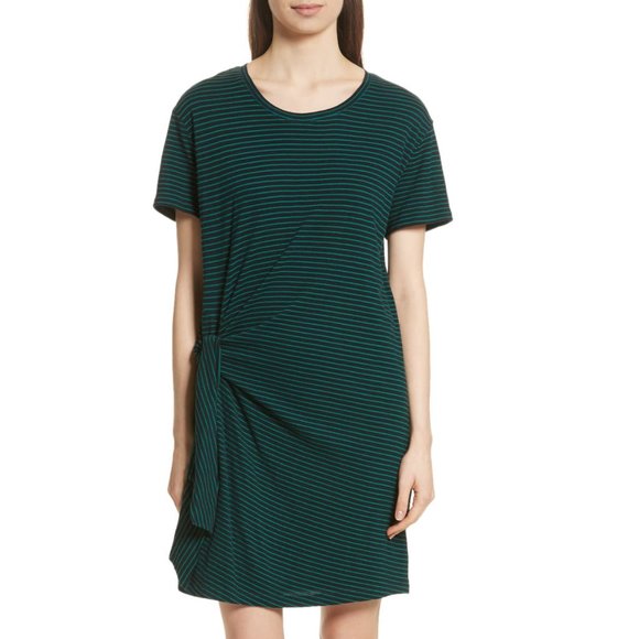Vince Dresses & Skirts - VINCE Classic Stripe Green Side Tie Jersey Dress